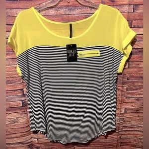 Vibrant Yellow, Black & White Stripe Blouse